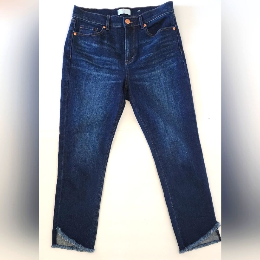 Loft Outlet Petite Slit Frayed Women's High Rise Straight Leg Jeans Size P6